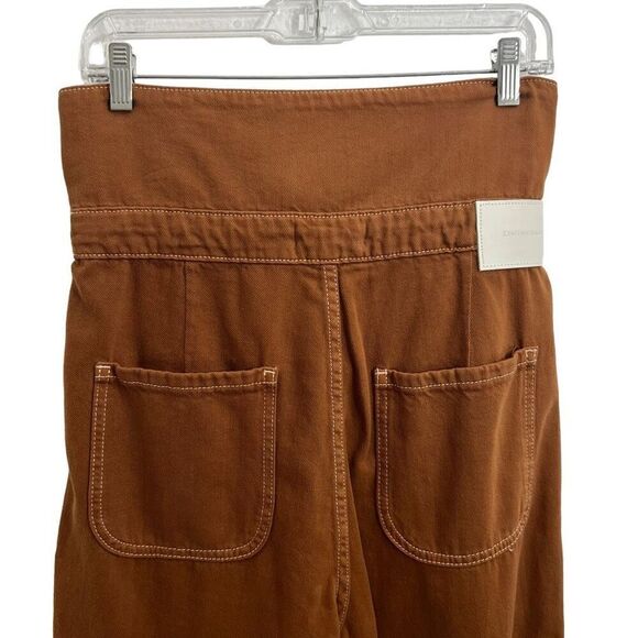 Jonathan Simkhai Size 29 Brown Tie Waist Soft Denim Cargo Henley Pants - Picture 4 of 9